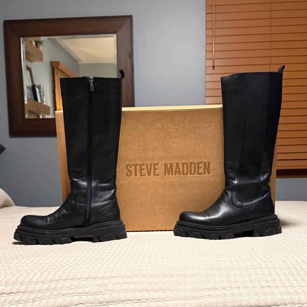 Steve Madden Black Knee-High Boots - Picture 5 of 7